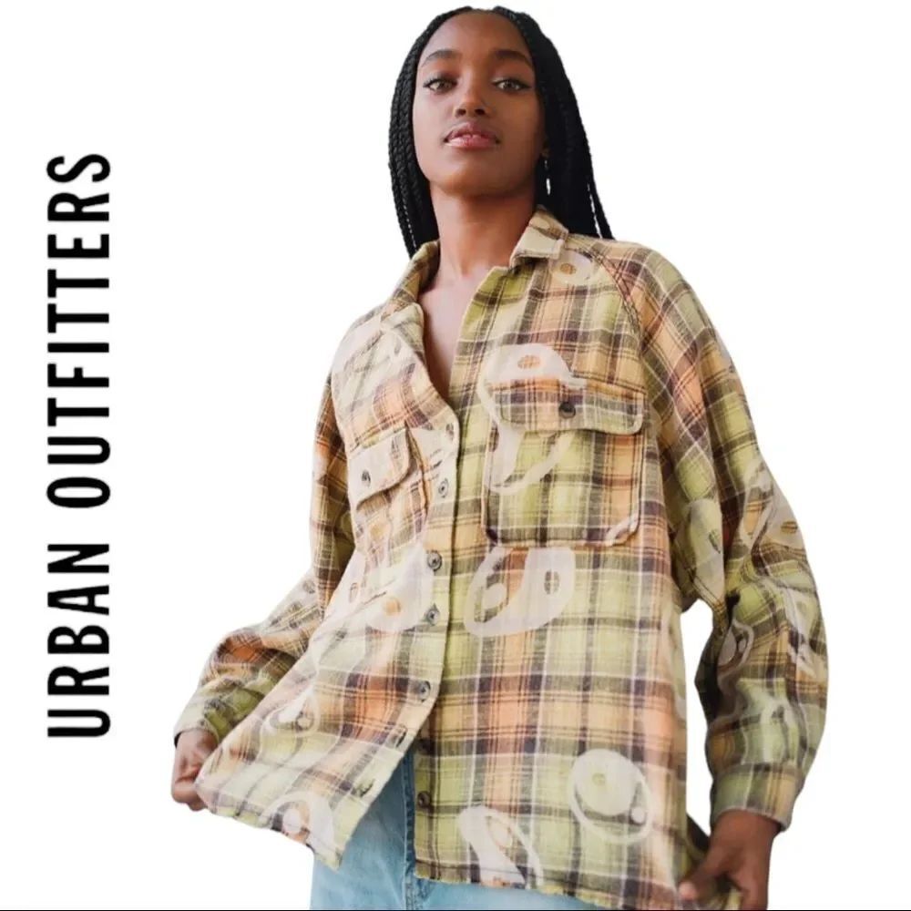 NEW BDG Urban Outfitters UO Brody Flannel Button-Down Shirt S